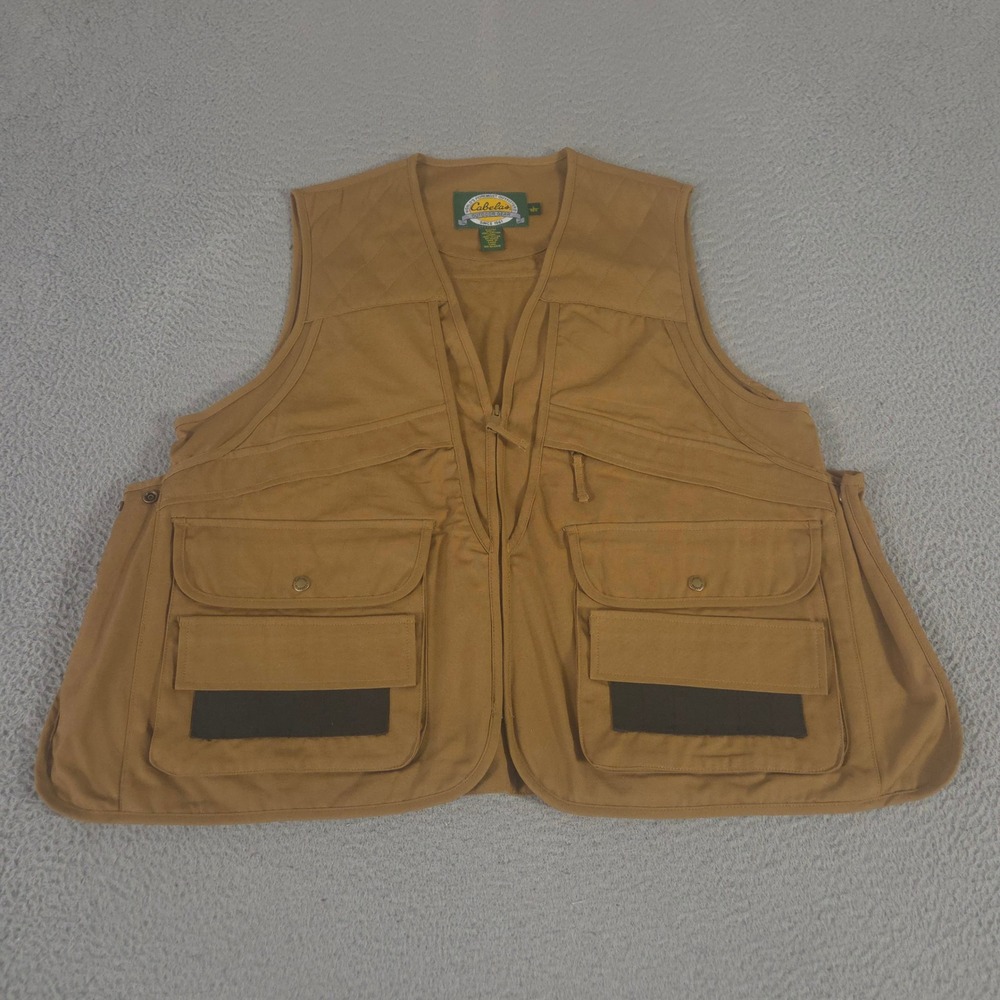 Cabela's Vest Mens L Brown Upland Hunting Shooting Canvas Multi Pocket Game Bag
